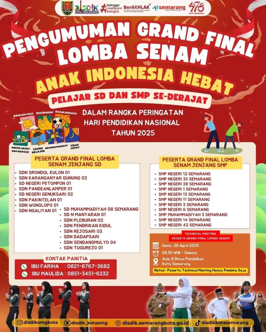 Pengumuman Grand Final Lomba Senam Anak Indonesia Hebat